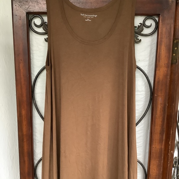 NWOT soft surrounding brown Maxi dress w pockets brown tall full length long - Picture 3 of 10
